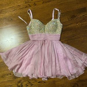 La Femme Pink Rhinestone Homecoming Dress